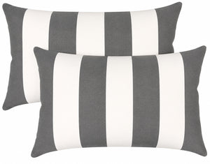 4 Pack Outdoor Lumbar Pillow with Inserts - Gray/White Striped