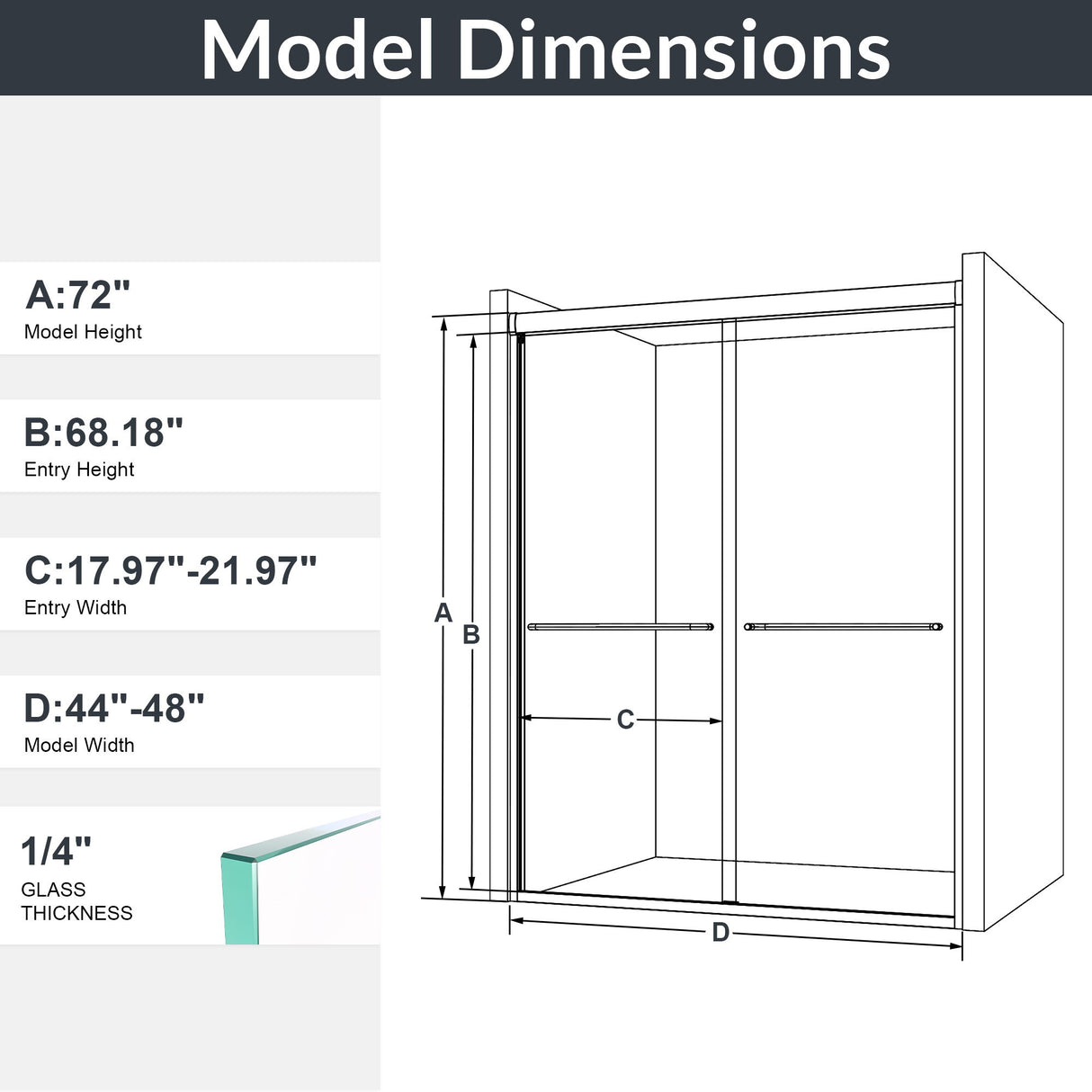 Modern Semi Frameless Double Sliding Shower Door