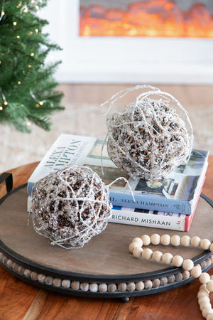 D6" Iced Twig Ball - Set of 4 Christmas Ornaments