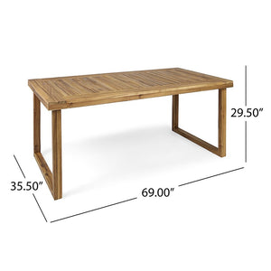 Outdoor Acacia Wood 7-Piece Dining Set with Rope-Woven Armchairs