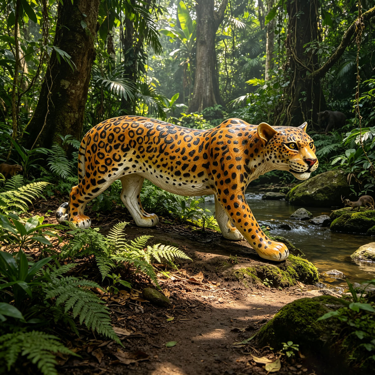 Realistic Leopard Garden Statue, 32'' Lifelike Resin Cheetah Sculpture, Waterproof Wildlife Animal Ornament for Yard Lawn Patio Backyard Outdoor Landscape Decor