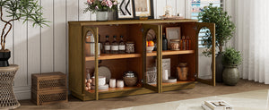 TREXM 4-Door Large Storage Buffet Cabinet with Glass Doors