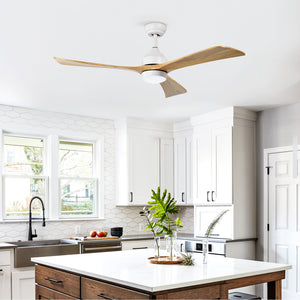 52" Solid Wood Blades Ceiling Fan with Lights and Remote Control