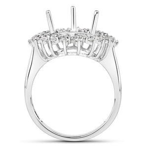 0.89 Carat Genuine White Diamond 14K White Gold Semi Mount Ring - holds 11x9mm Pear Gemstone