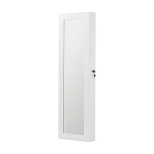 Jewelry Armoire Organizer With Full Length Mirror, Wall Mounted Lockable Cabinet With LED Light