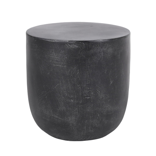 Outdoor Lightweight Concrete End Table With Natural Texture - Matte Black - Best Buy Furniture