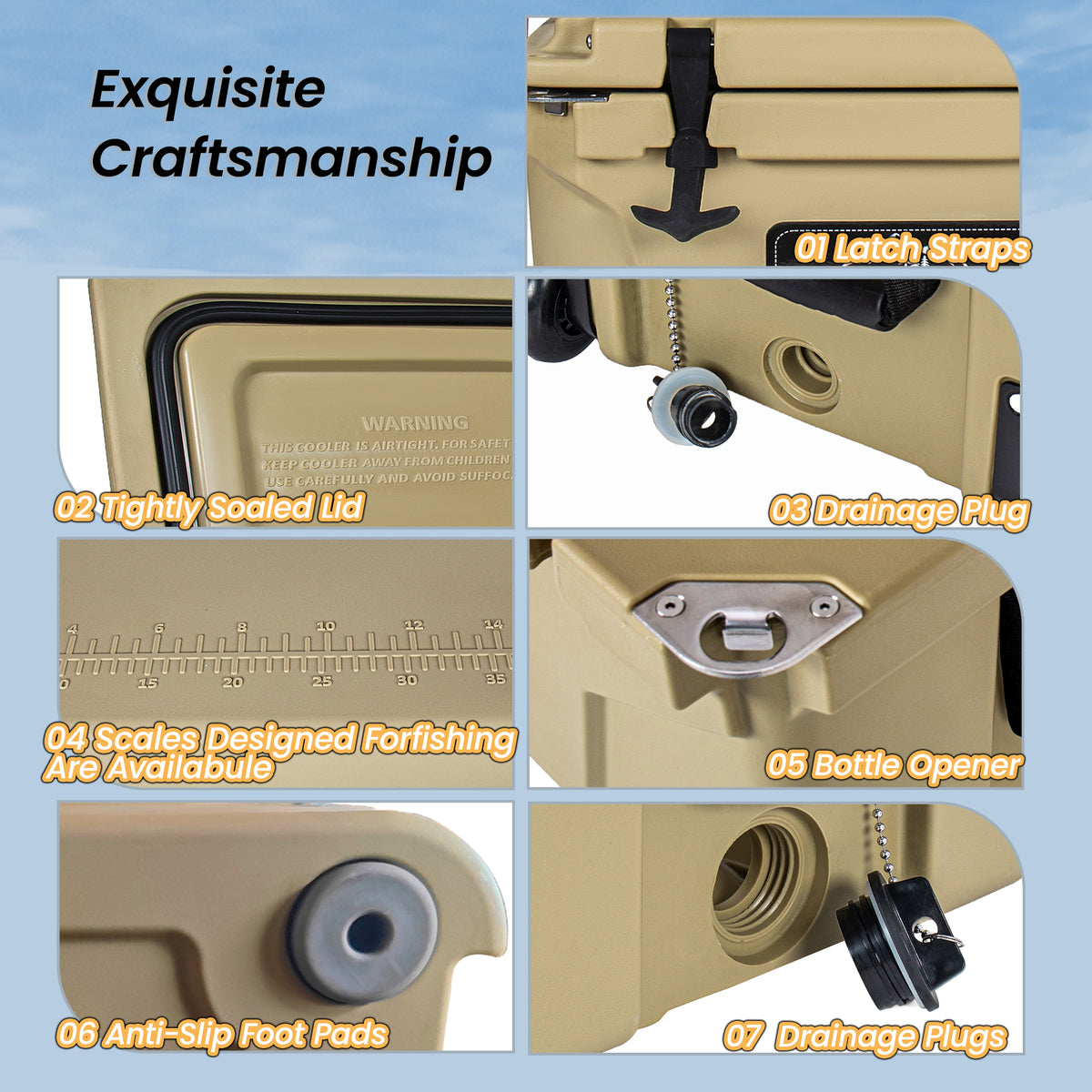 Khaki Color Ice Cooler Box 65QT