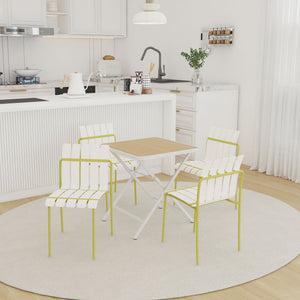 4 Piece Set Of Modern Color Block Designed Single Chairs With Folding Square Table