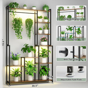 Large Indoor Plant Stand with Grow Light