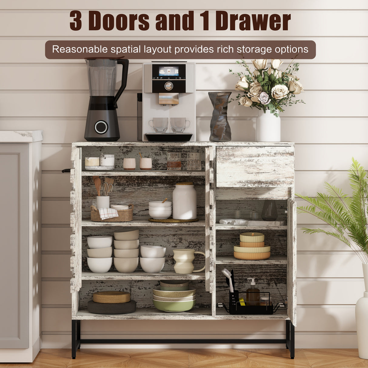 Farmhouse Sideboard Cabinet with Storage