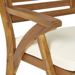 Outdoor Hermosa 5 Piece Wood Dining Set With Cushions - Teak / Beige