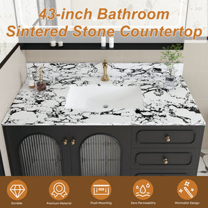 43"x22" Bathroom Vanity Top with Undermount Ceramic Sink and Backsplash