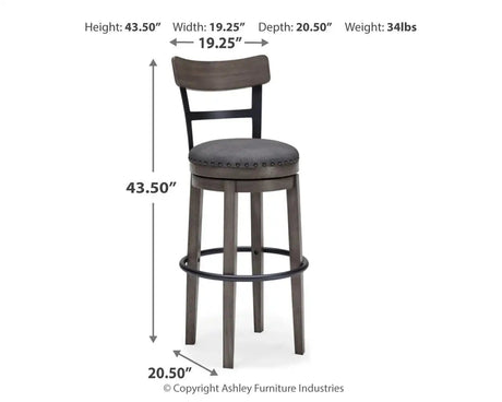 Caitbrook - Tall UPH Swivel Barstool - Gray - Best Buy Furniture