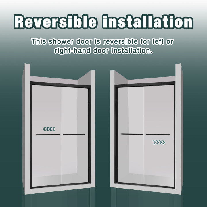 Aluminum Frame Double Sliding Shower Door - Bypass Bathroom Door