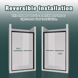 Aluminum Frame Double Sliding Shower Door - Bypass Bathroom Door