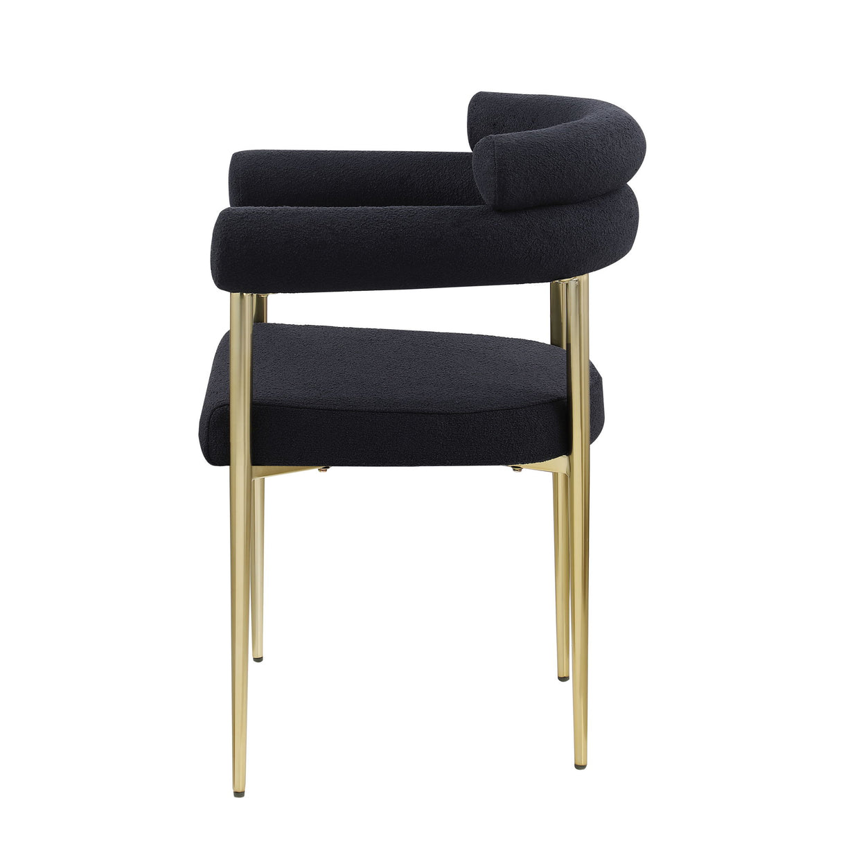Dining Chairs (Set of 2), Mid-Century Modern Dining Chairs, Kitchen Dining Room Chairs, Round Boucle Backrest Sherpa Dining Chair With Brushed Metal Legs
