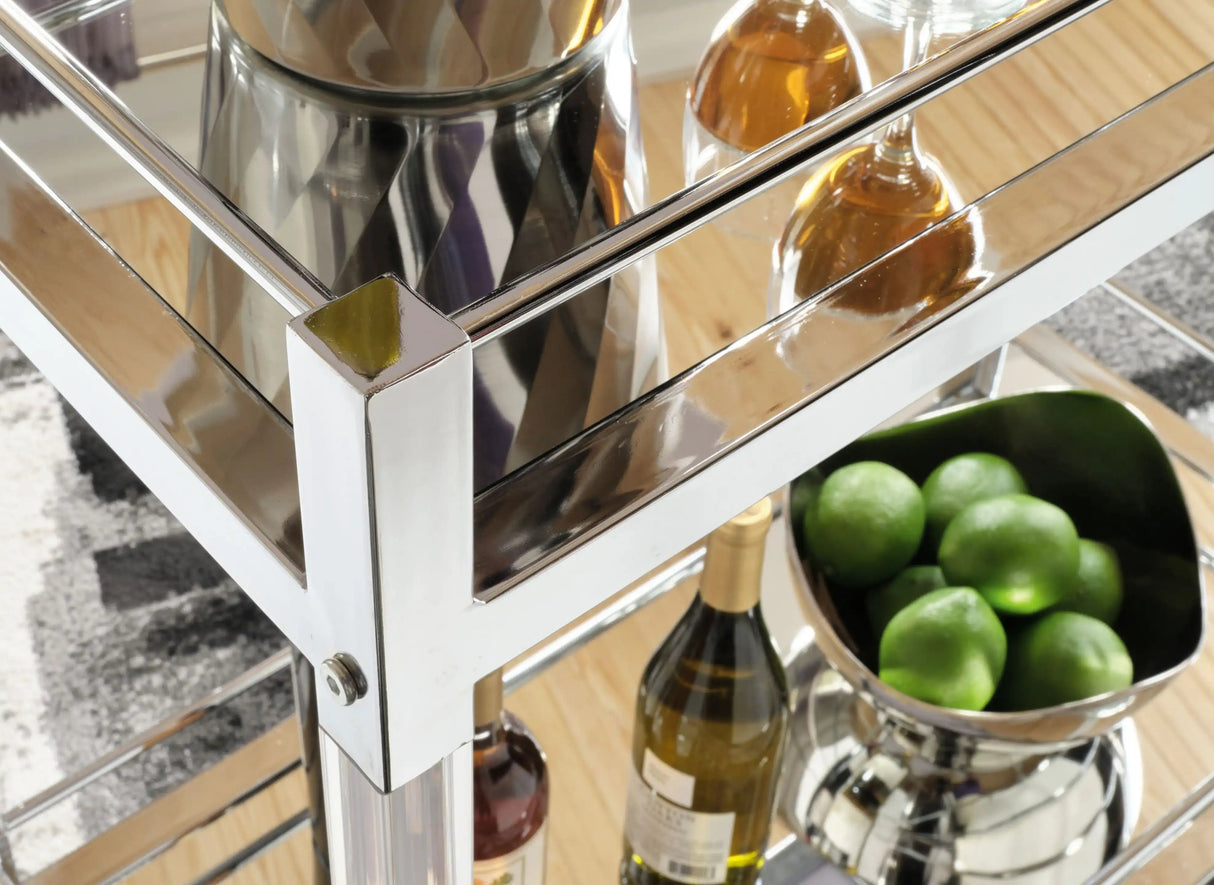 Chaseton - Bar Cart - Clear / Silver Finish - Best Buy Furniture