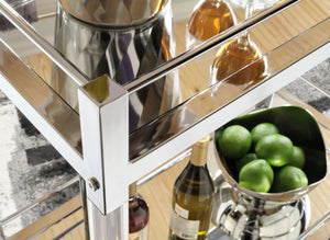 Chaseton - Bar Cart - Clear / Silver Finish - Best Buy Furniture