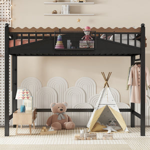 Twin XL Size Loft Bed with Ladders and Storage Shelves