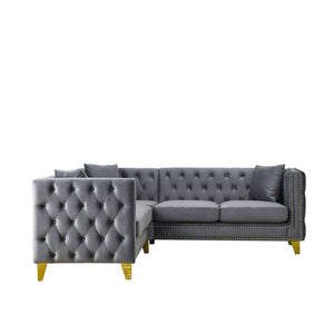 L-Shaped Corner Sofa, 5 Seater Sectional With Tufted Design
