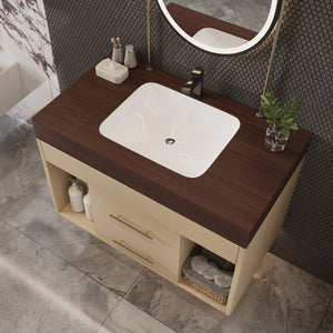 29.9" Modern Floating Bathroom Vanity with Sintered Stone Top