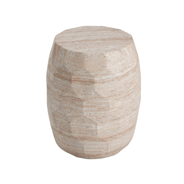 Travertine Lightweight Concrete Side Table with Honeycomb Design - Beige