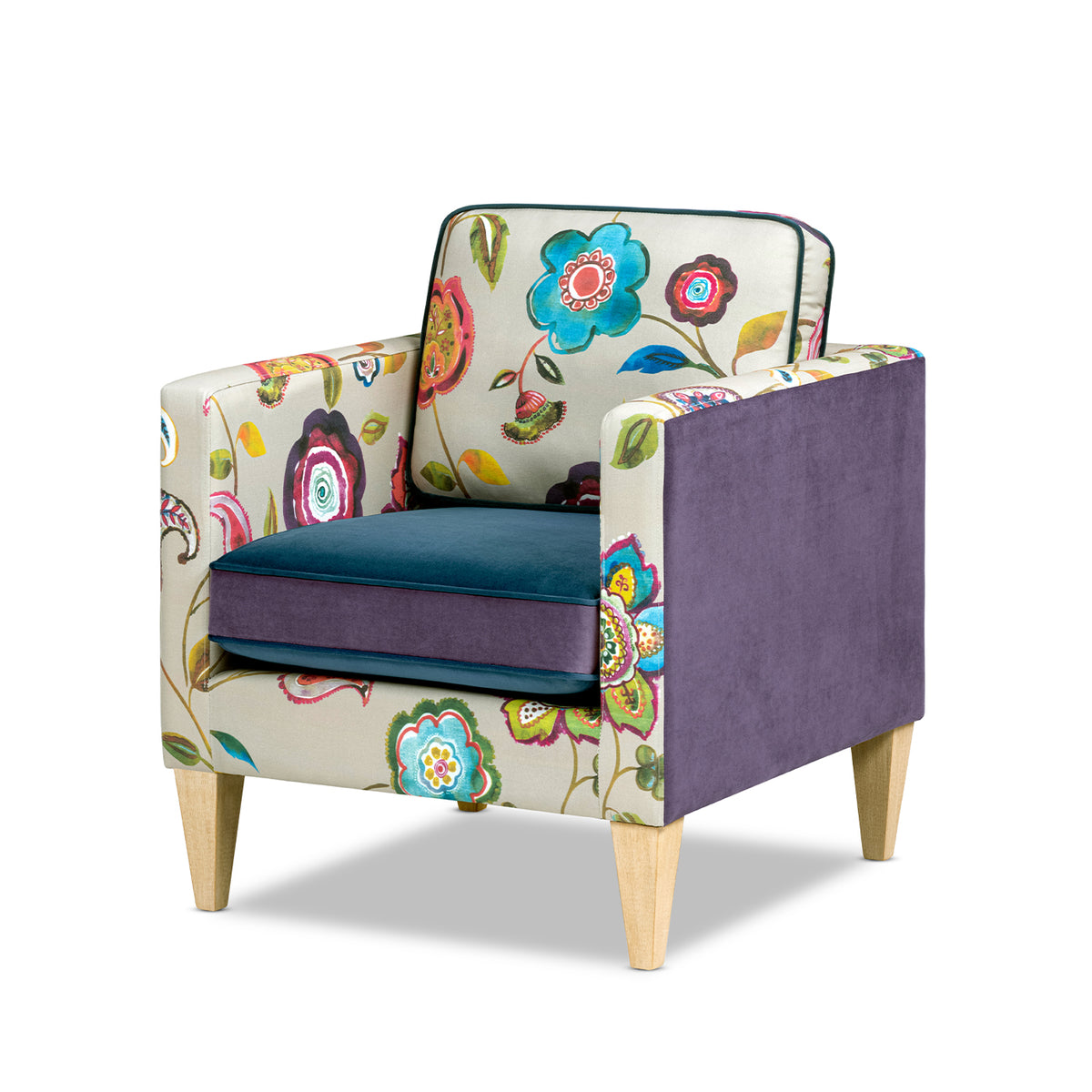Mamba 28-Inch Patchwork Accent Chair, Purple Velvet