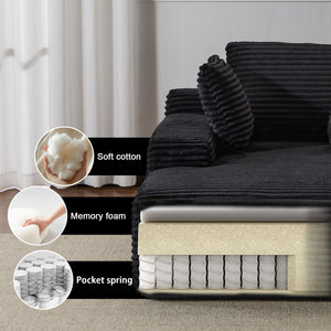 Oversized Chaise Lounge Chair Cozy Cloud Couch With 3 Throw Pillows And Wide Armrest