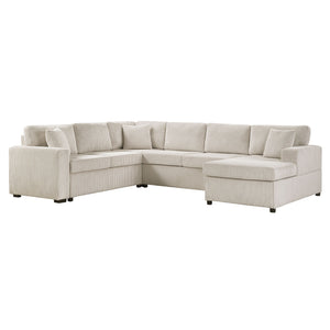 Oversized Sectional U-Shaped Sofa With Chaise Lounge And Three Soft Throw Pillows