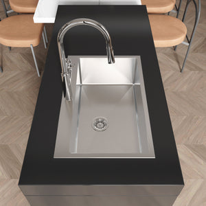 Stainless Steel Kitchen Sink, 30″x19″ Single Bowl, Overmount, Brushed Nickel