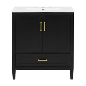 Elegant Fluted Bathroom Vanity With Sink, Soft Close Doors & Drawer