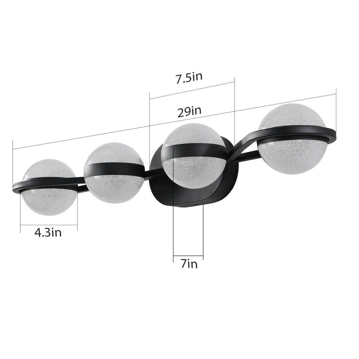 30" Black Minimalist LED Bathroom Vanity Light
