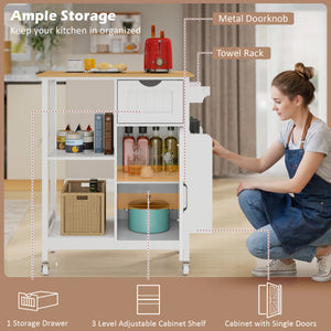 Kitchen Island Cart with Mobile Storage Cabinets