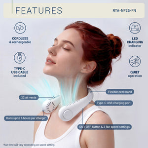 Rechargeable Neck Fan, Portable Bladeless Personal Fan