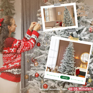 HOMCOM 9 ft Artificial Frosted Christmas Tree