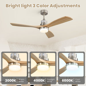 Indoor Ceiling Fan With Dimmable LED Light, 6 Speed Remote ControlLED DC Motor, Reversible Blades
