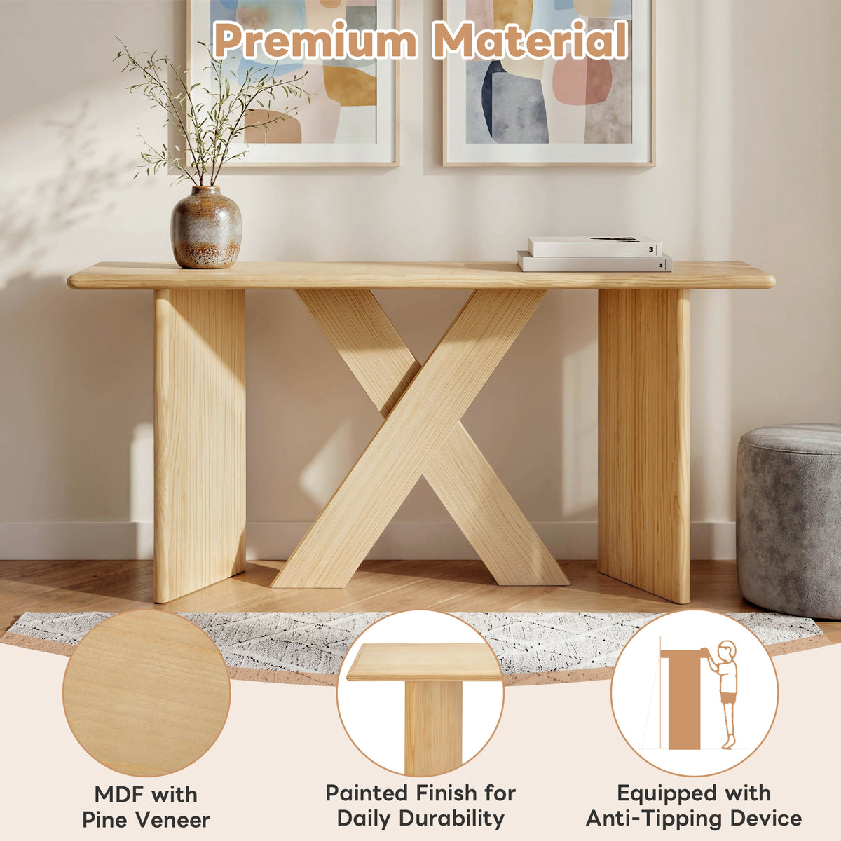 Minimalist Modern X‑Frame Console Table