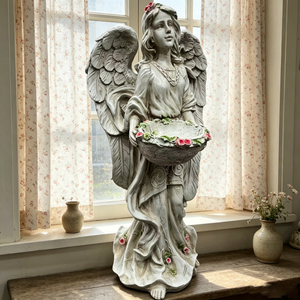 24.80" High Angel Figurine with Flower Basket