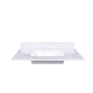 Bianco Carrara Venato Marble Vanity Top With Pre Drilled Faucet Hole And Undermount Sink
