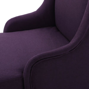 Fabric Dining Chair With High Back And Birch Wood Legs - Plum