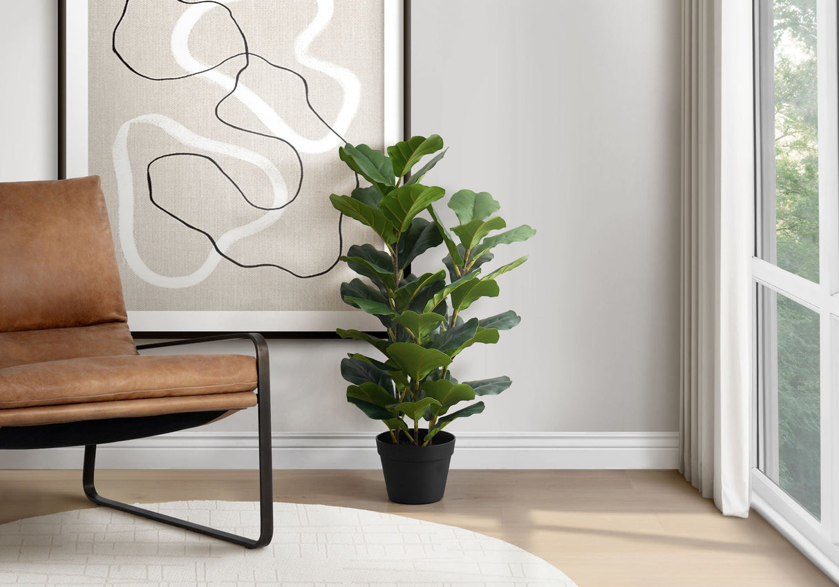 32" Tall, Artificial Plant, Fiddle Tree, Indoor, Faux, Fake, Floor, Greenery, Potted, Real Touch, Decorative - Green / Black - Best Buy Furniture