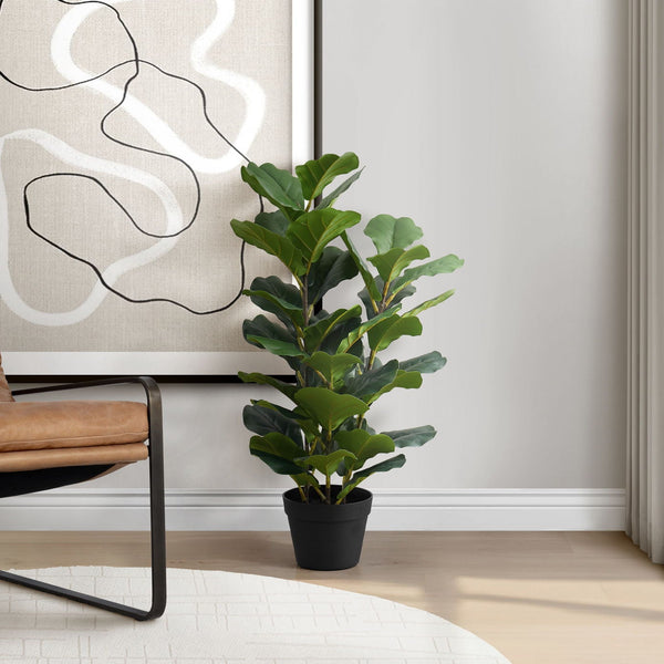 32" Tall, Artificial Plant, Fiddle Tree, Indoor, Faux, Fake, Floor, Greenery, Potted, Real Touch, Decorative - Green / Black - Best Buy Furniture