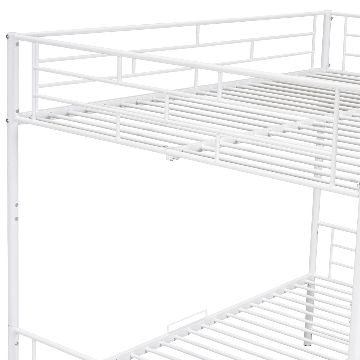 Metal Bunk Bed With Shelf And Guardrails