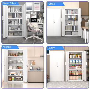 2 Door File Cabinet With Lock, 4 Adjustable Shelves, Heavy-Duty