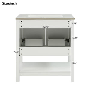 Elegant Bathroom Vanity With Ceramic Sink And Versatile Storage