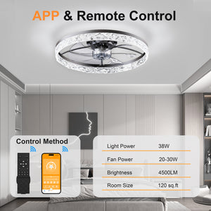 23.6" Ceiling Fan with Lights, Remote and App Control