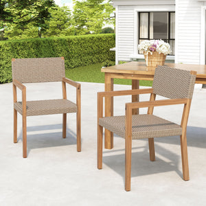 Outdoor Dining Chairs for Patios and Gardens (Set of 2) - Light Brown Multi / Light Teak