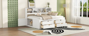 Daybed With 2 Bedside Cabinets, Upper Shelves And 4 Drawers