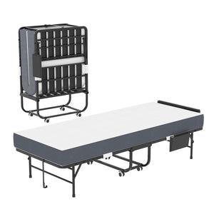 Twin Folding Bed With Adjustable Headboard & Memory Foam Mattress