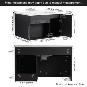 Wall Mounted Floating Bathroom Vanity With Open Shelf & Soft Close Door